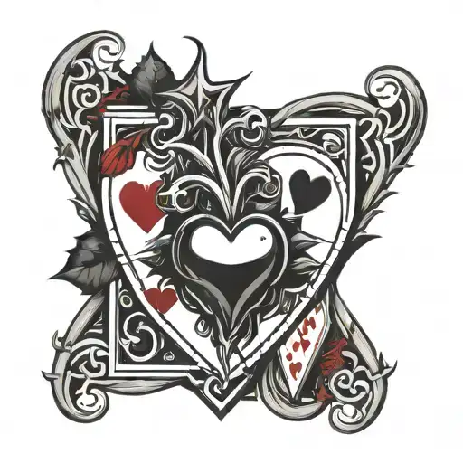 ace of hearts thorns wrapped tattoo design idea