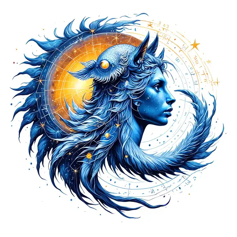 Sagittarius constellation Aquarius constellation Pisces constellation tattoo design idea