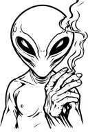 alien smoking a joint tattoo design idea