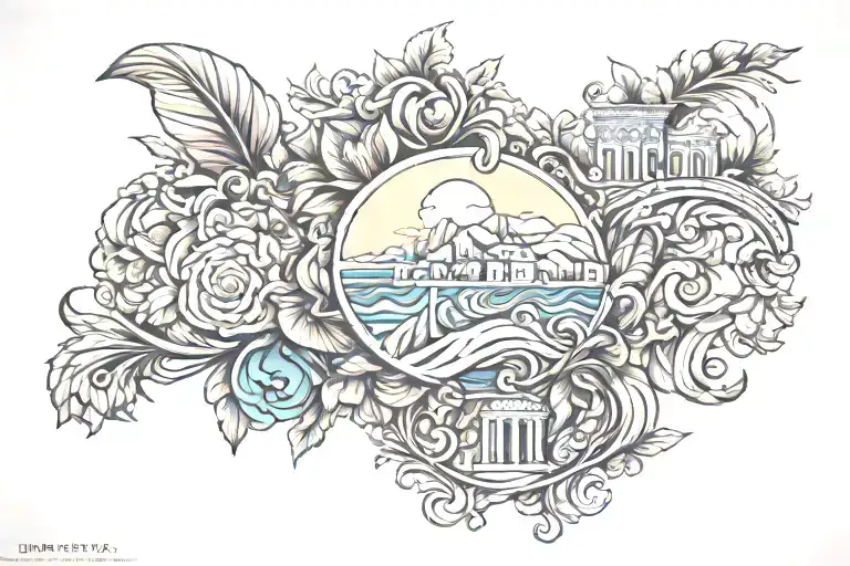 Georgia and Greece style tattoo design idea