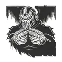 Classic Doom Game, Revenant enemy, Minimalist design, all black tattoo design idea