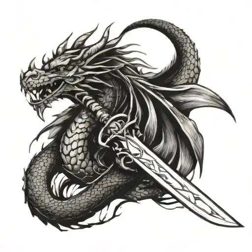 Dragon and sword tattoo design idea
