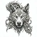 Combine elements of Diablo 2 with mystical creatures like wolves and spiders for a fantasy tattoo design tattoo design idea