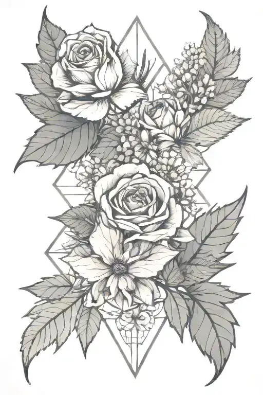rose, fern, maple leaf, thistle, clover, iris, cherry blossom tattoo design idea