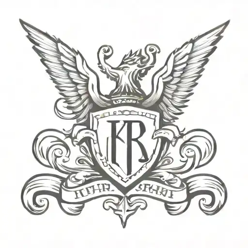 Armstrong crest featuring kids initials kkr tattoo design idea