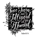 psalm 56:3-4 in elegant cursive script tattoo design idea