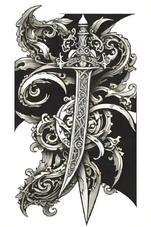 The French broadsword tattoo design idea
