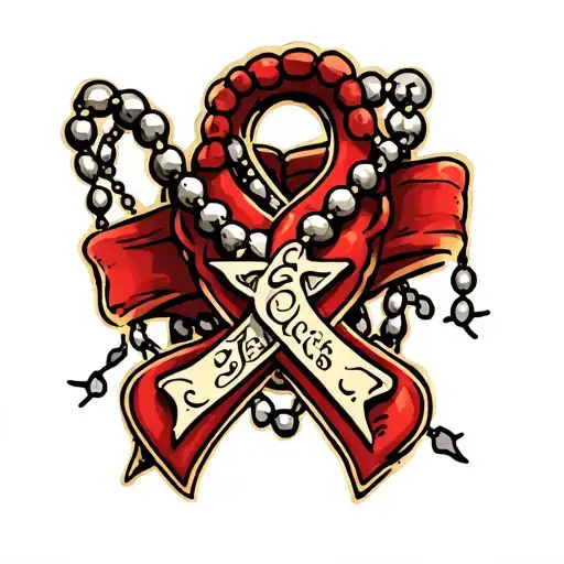 prostate cancer symbol with rosary beads tattoo design idea