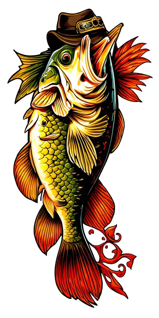 bass fishing tattoo design idea