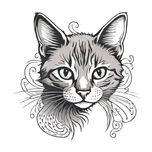 funny simple little cat tattoo design idea