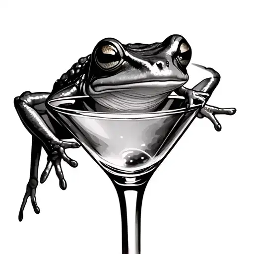 frog in a martini glass tattoo design idea