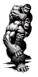 zombie Incredible Hulk fighting king kong tattoo design idea
