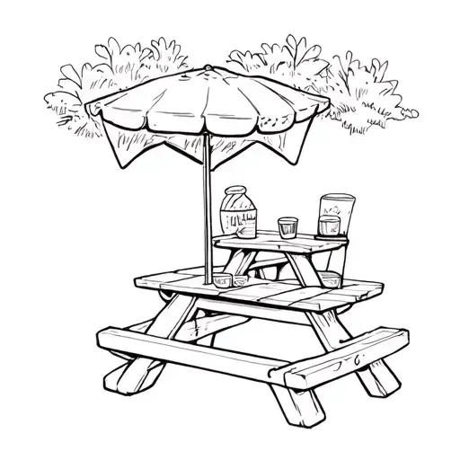 picnic table ice cream tattoo design idea