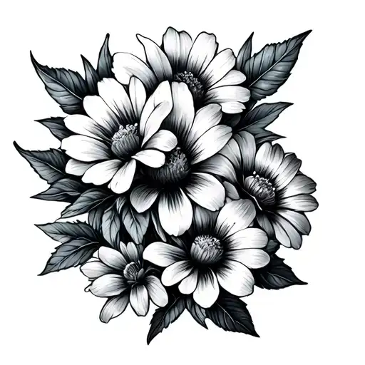 flowers blooming with 5 thumb prints tattoo design idea