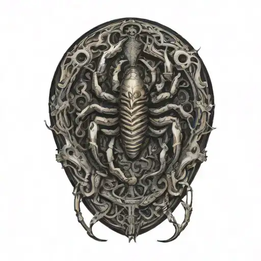 scorpion surrounded by blood  tattoo design idea