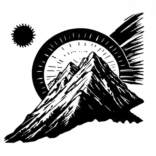 mount kilimanjaro with sun and Uhuru tattoo design idea