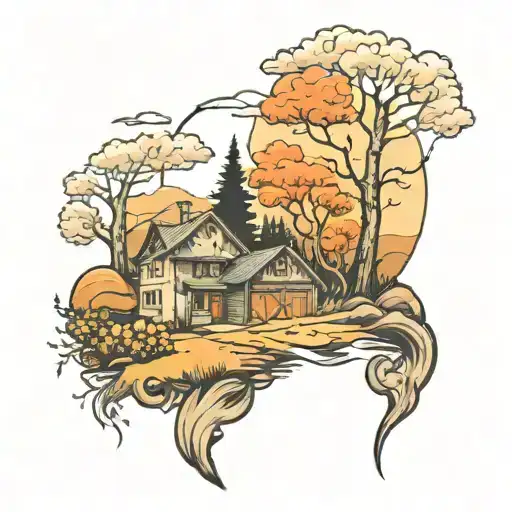 country landscape tattoo design idea