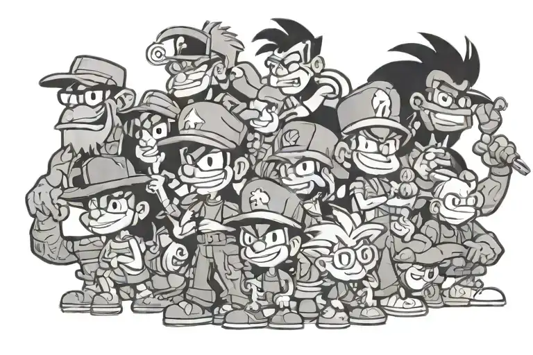 90s cartoon characters tattoo design idea