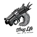Thug Life and the l in life is replaced by a draco gun tattoo design idea