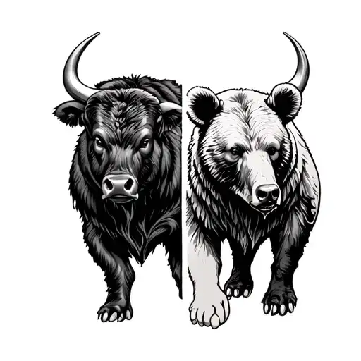 Bull vs Bear Stock Market tattoo design idea