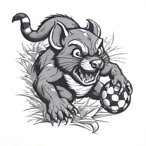 Tasmanian Devil cartoon playing soccer tattoo design idea