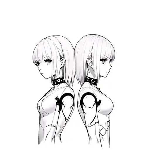 a2 and 2b nier automata 2b back to back tattoo design idea