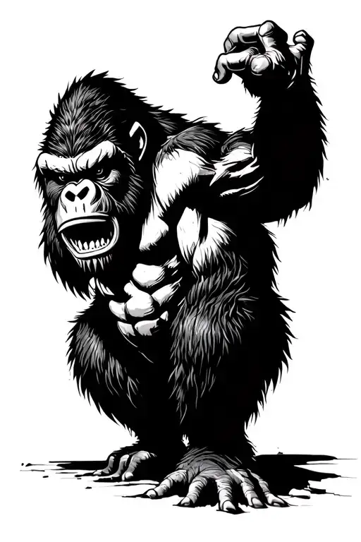 king kong city chaos tattoo design idea