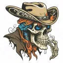 skeleton cowboy hat & smoking tattoo design idea