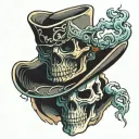 skeleton cowboy hat & smoking tattoo design idea