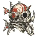 mark v dive helmet with trident sharks and dive flag  tattoo design idea