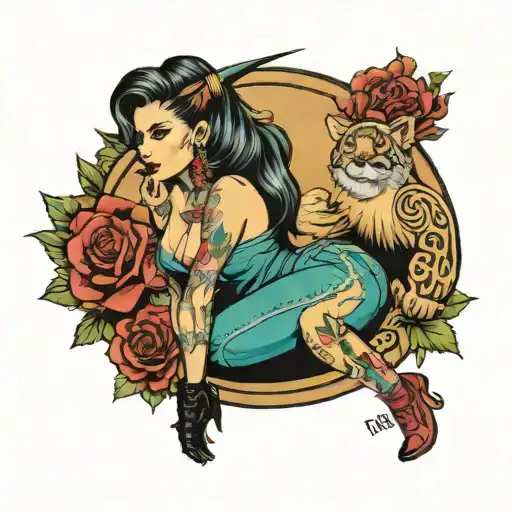punk pin up girl mexi Cali design tattoo design idea