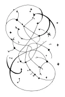 Pisces Capricorn Sagittarius constellation intertwined tattoo design idea