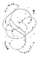 Pisces Capricorn Sagittarius constellation intertwined tattoo design idea