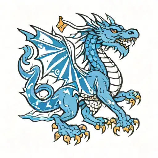 welsh dragon holding blue and white scotish flag intertwined tattoo design idea
