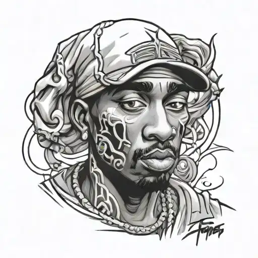 zombie Tupac Shakur graffiti tattoo design idea