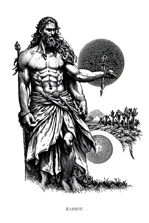 Mars god of war and agriculture tattoo design idea