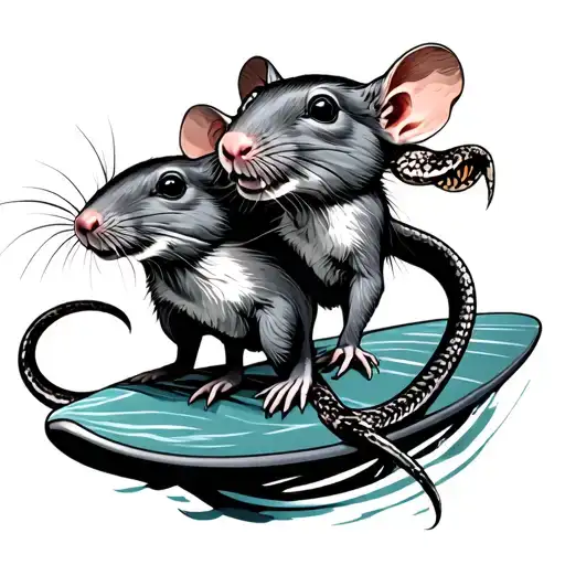 twin rat surfing with a snake tattoo design tattoo design idea