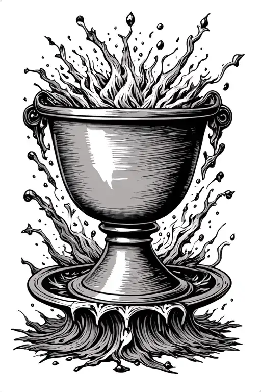 medieval chalice overflowing pouring out woodcut style tattoo tattoo design idea