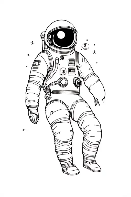 cosmonaut drawn in calligraphy poem written tattoo design idea