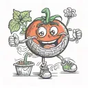 animated tomato character dressed tattoo design idea
