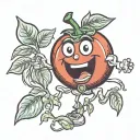 animated tomato character dressed tattoo design idea