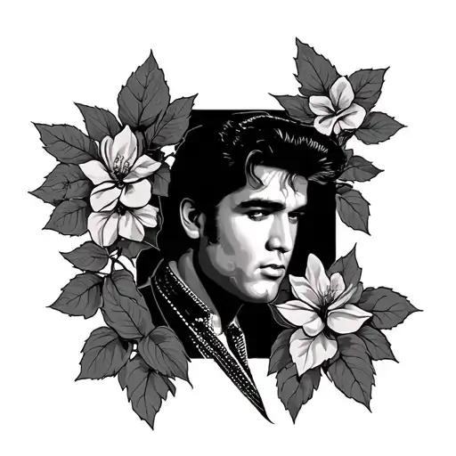 vines and elvis Presley tattoo design idea