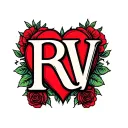 the initials r and w combined with a heart shape tattoo design idea