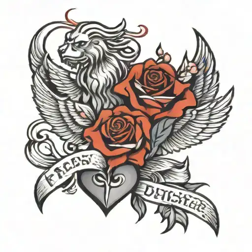 fathers daughter & first born love & strength  tattoo design idea