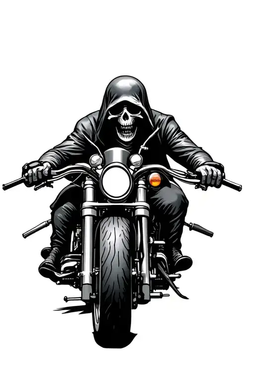 grim reaper on a Harley davidson motorcycle tattoo design idea