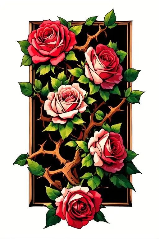 roses and thorns on a thick vine wrapping around  tattoo design idea