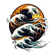 horizontal rows of waves flowing tattoo design idea