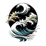 horizontal rows of waves flowing tattoo design idea