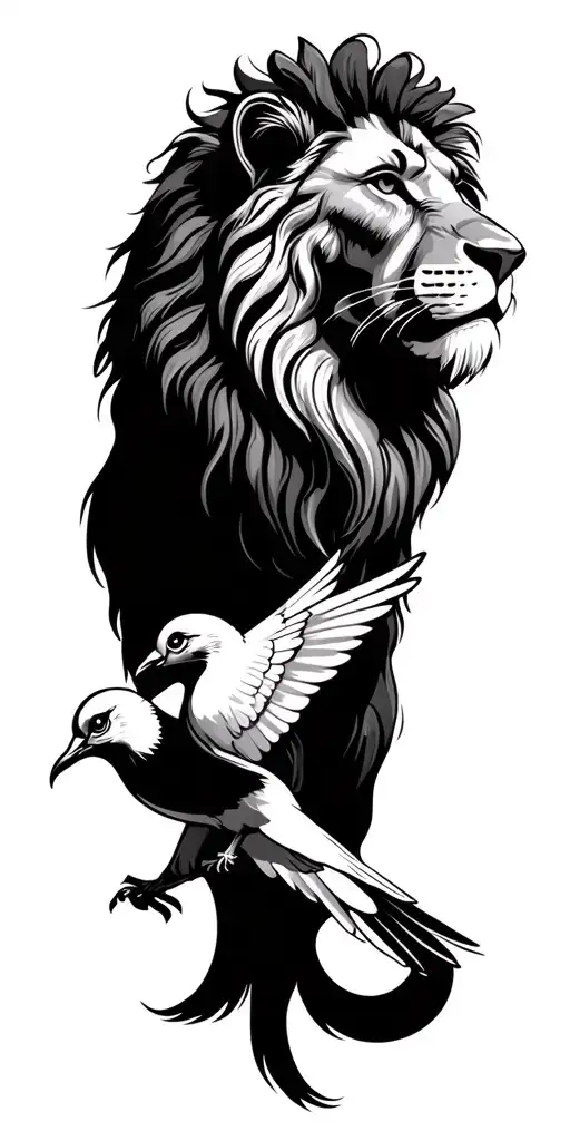 lion of judah+barber clipper+dove+love+family+trust no one tattoo design idea