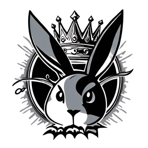 Three Pointed crown sitting on top of the playboy bunny logo tattoo design idea